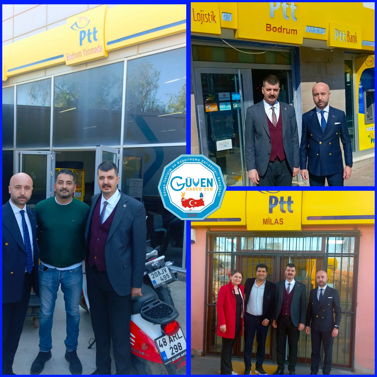 GuvenHaberSen's tweet image. Muğla'dayız!
Birleşik Kamu-İş Konfederasyonu’na bağlı Güven Haber-Sen olarak Muğla'da PTT müdürlüklerini ziyaret ettik.
Değerli Ptt emekçileriyle bir araya geldik. 
Ptt yeni yapılanması ve çalışmalarımız hakkında bilgilendirmelerde bulunduk.
#PTT
#BirleşikKamuİş
#GüvenHaberSen