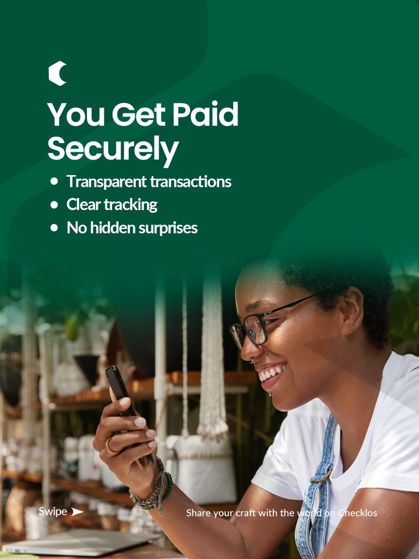 Checklos__'s tweet image. Your craft deserves protection.

Join Checklos artisan network today, where global selling is predictable with confidence.
#checklos #sellwithconfidence #sellglobally