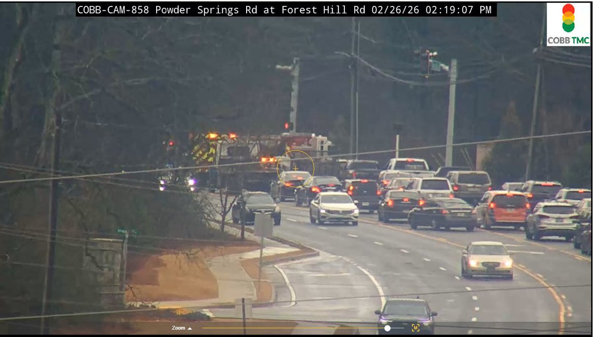 CobbDOT's tweet photo. Crash at Powder Springs Rd &amp; Hopkins Rd blocking Powder Springs Rd going EB.
#ATLtraffic https://t.co/fTKzJLUZYo