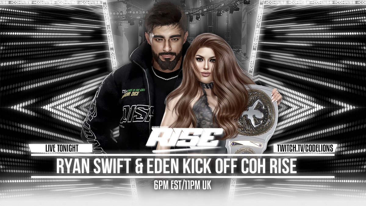 COHwrestling1's tweet image. TONIGHT #COHRISE RETURNS @ 6PM EST

🐴Mike Ace vs Marty Michaels: Iron Stallion
💎Louise Bates vs Lizzy Scarlett
💫Devlin vs ???
💎Tora Troy in action
💫Jordan Richard vs Jay Jones
🏆Roddy 13 TV Title Open Challenge

+ EVEN MORE ⬇️

#WWE2K26

📺Twitch.TV/CodeLions
