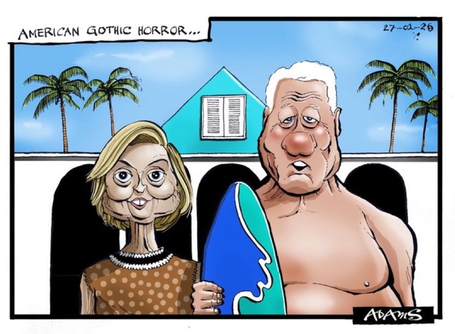 Cartoon4sale's tweet image. Christian Adams on #BillClinton #HillaryClinton #EpsteinFiles #Epstein #cartoon @Telegraph– political cartoon gallery in London original-political-cartoon.com