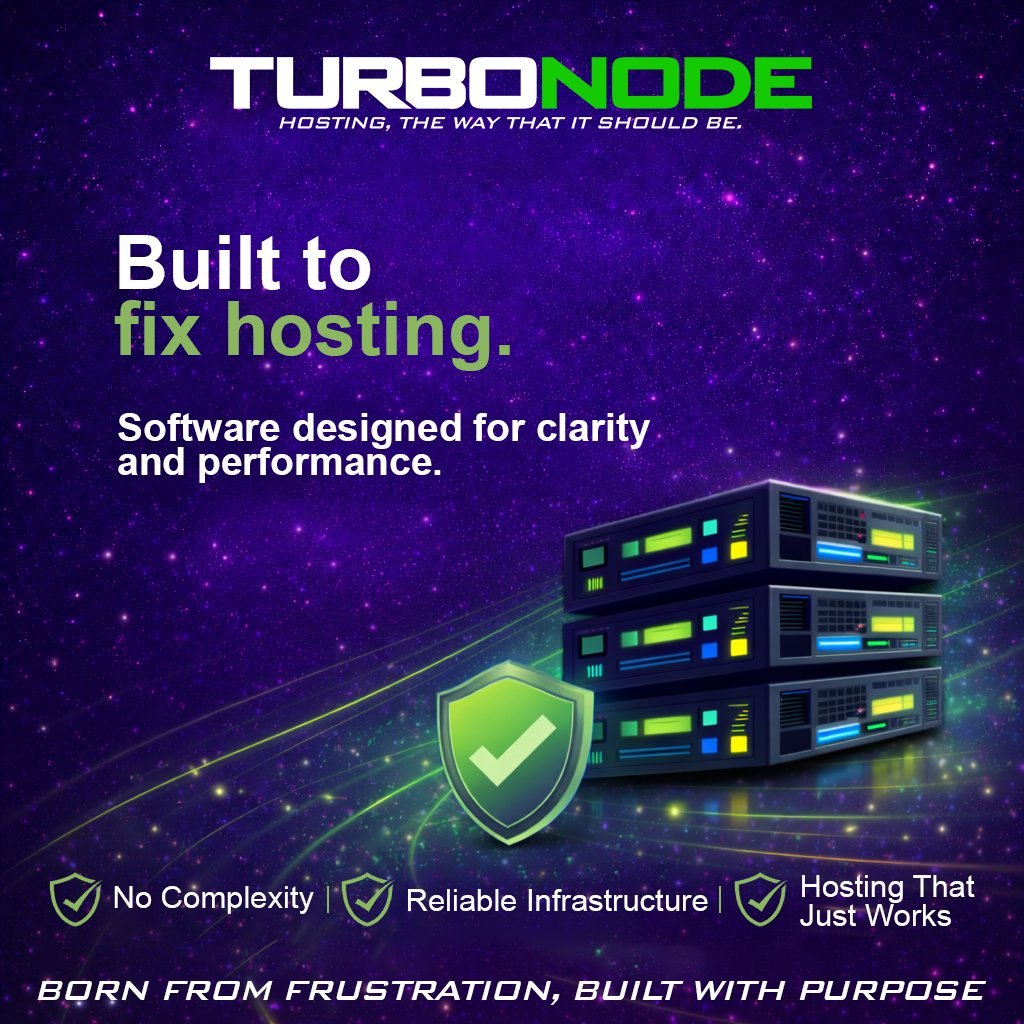 TurboNode1's tweet photo. - No unnecessary complexity.
- No fighting your own infrastructure.
- Just hosting that works the way it should.

Built differently. Built with purpose.

TurboNode | Hosting the way that it should be.

#TurboNode #VPS #CloudHosting #Infrastructure #LinuxServer #DevLife #Hosting https://t.co/kZPW36wIHn