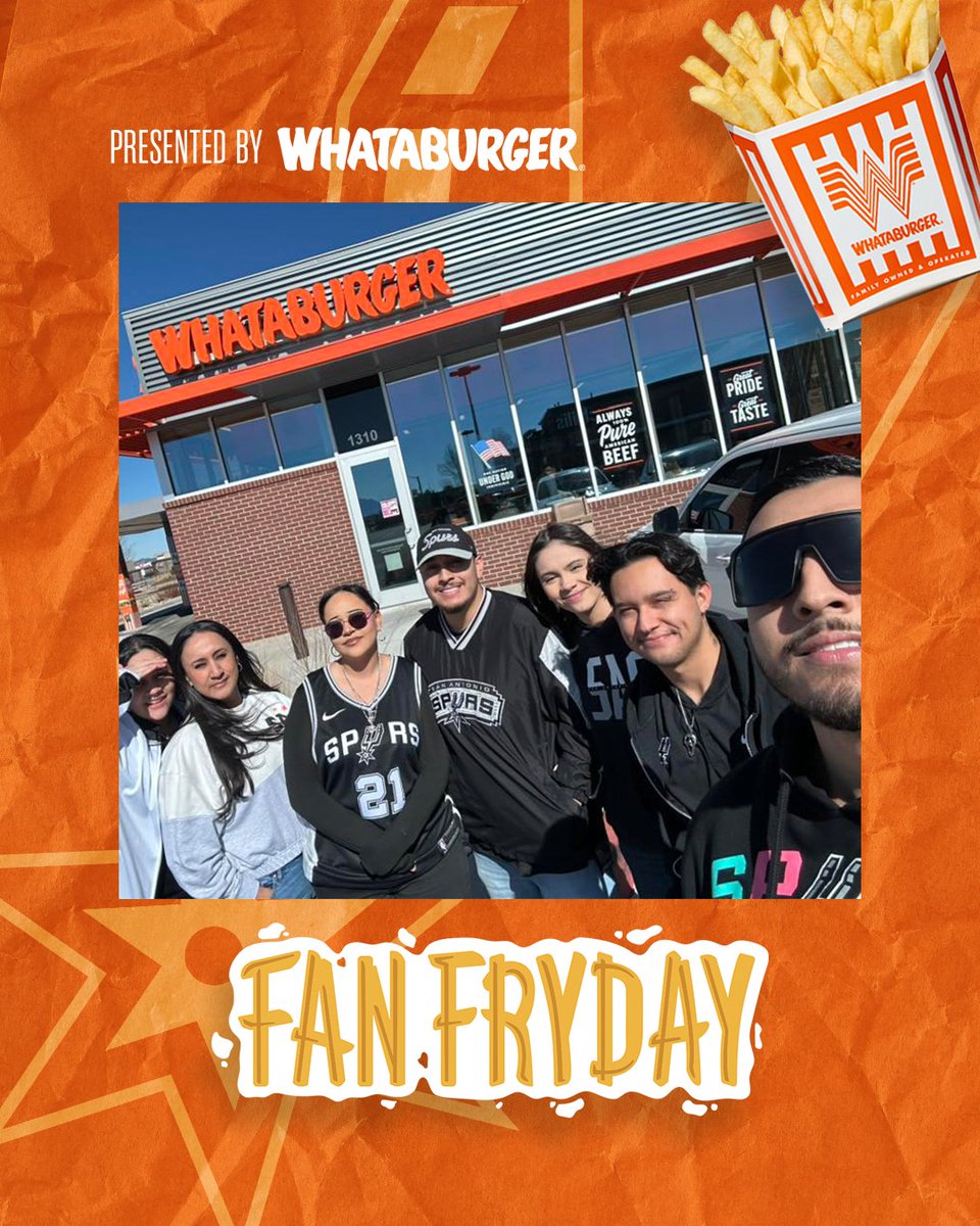 Squad goals 😎
Send us your photos wearing Spurs gear at your local @Whataburger using #SpursFanFryday for a chance to win a prize pack, and be entered in to win a year of Whataburger and a Spurs jersey! #ad