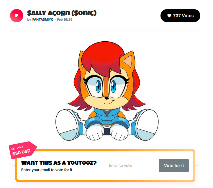 Sonic_ML's tweet photo. attention all freedom fighters!!
the @youtooz organization has created a poll where we can vote for the possibility of a plush toy based on Princess Sally Acorn: https://t.co/hl0Mu6VZtE

if youd like to see this get potentially made please cast your vote! https://t.co/je5ixS3nyj