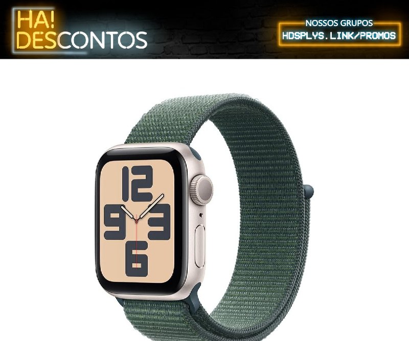 Apple Watch SE GPS • Caixa estelar de alumínio – 40 mm • Pulseira loop esportiva verde-lago

💸 R$ 2.144,00 em até 10x sem juros
🚚 Frete Grátis
🔗 amzn.to/4aOiSeM