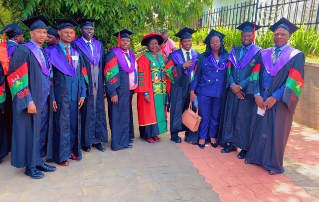 afpuganda's tweet photo. We are happy to welcome new members who graduated yesterday from Makerere University, to the Association of Family Physicians Uganda. Congratulations to Dr. Jane Namatovu (center), a senior lecturer and now a PhD graduate. https://t.co/fspZjU9ju4