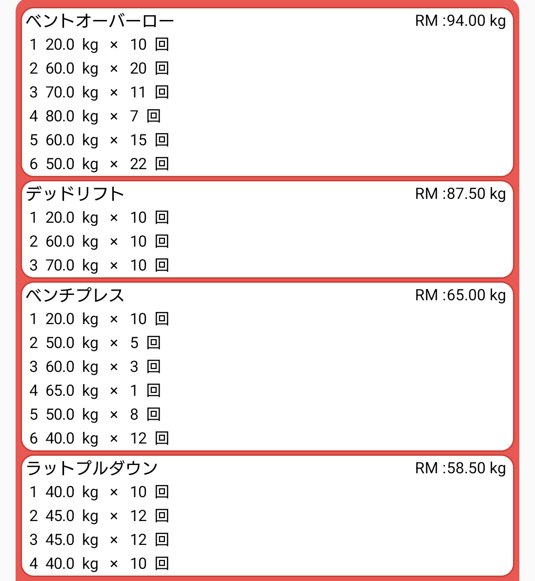 ジム 22回目 選ばれたのはバーベル系でした… ベンチ70キロ上がらずw
