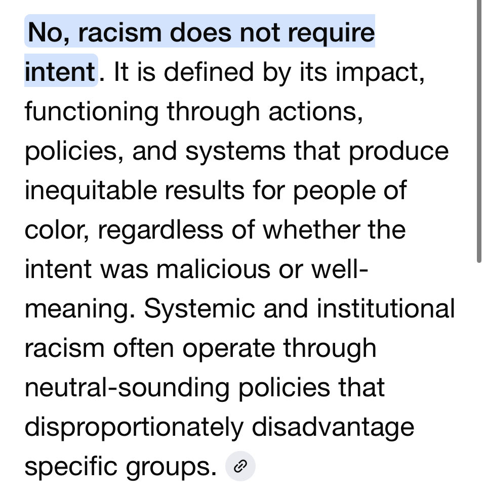 dante43er's tweet photo. @StillJustBarra @ThatRageBaiter @charles270 Racism does not require intent . Purposely or not the impact of that word still affected every black person watching and attending the event. Racism is about impact not intent. https://t.co/IMt0LraHID