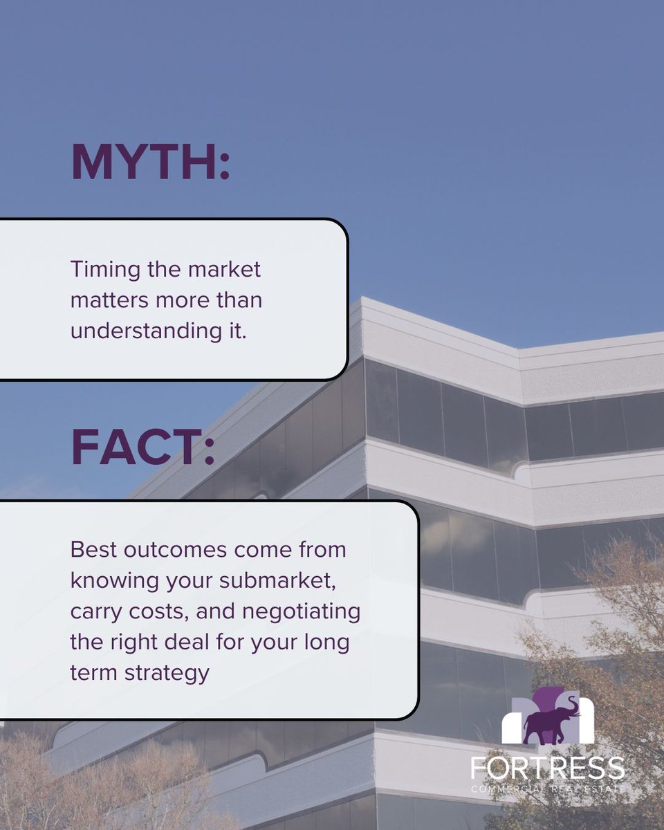 FortressCRE's tweet image. Trying to time the market often leads to missed opportunities. Understanding it is where smarter decisions happen, and where Fortress helps. Give us a shout today! 📲 (813) 444-3330

#FortressCRE #CommercialStrategy #CREInsights #FloridaRealEstate#OfficeMarket #IndustrialCRE