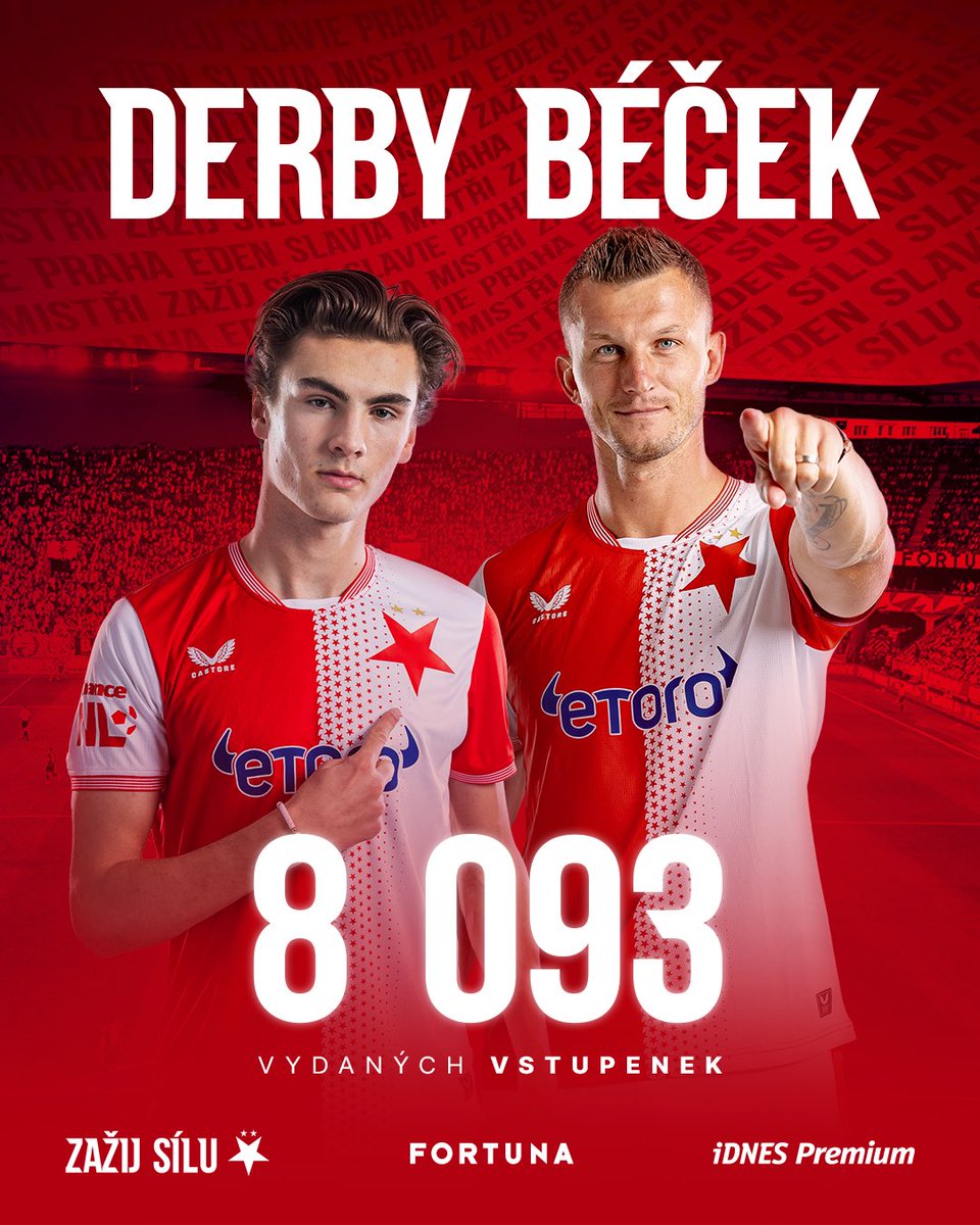 slaviaofficial's tweet photo. 🏟️ Na sobotní derby béček je aktuálně vydáno 8️⃣0️⃣9️⃣3️⃣ vstupenek

Pojďte do Edenu hnát #SKSBtym v co největším počtu! Čeká na vás od 12:30 fanzona v plném režimu, autogramiáda hráčů A-týmu a bohatý doprovodný program.

🎟️ Vstupenky v prodeji 👉🏻 https://t.co/KQKmoIw7vG https://t.co/pDDMLutVO7