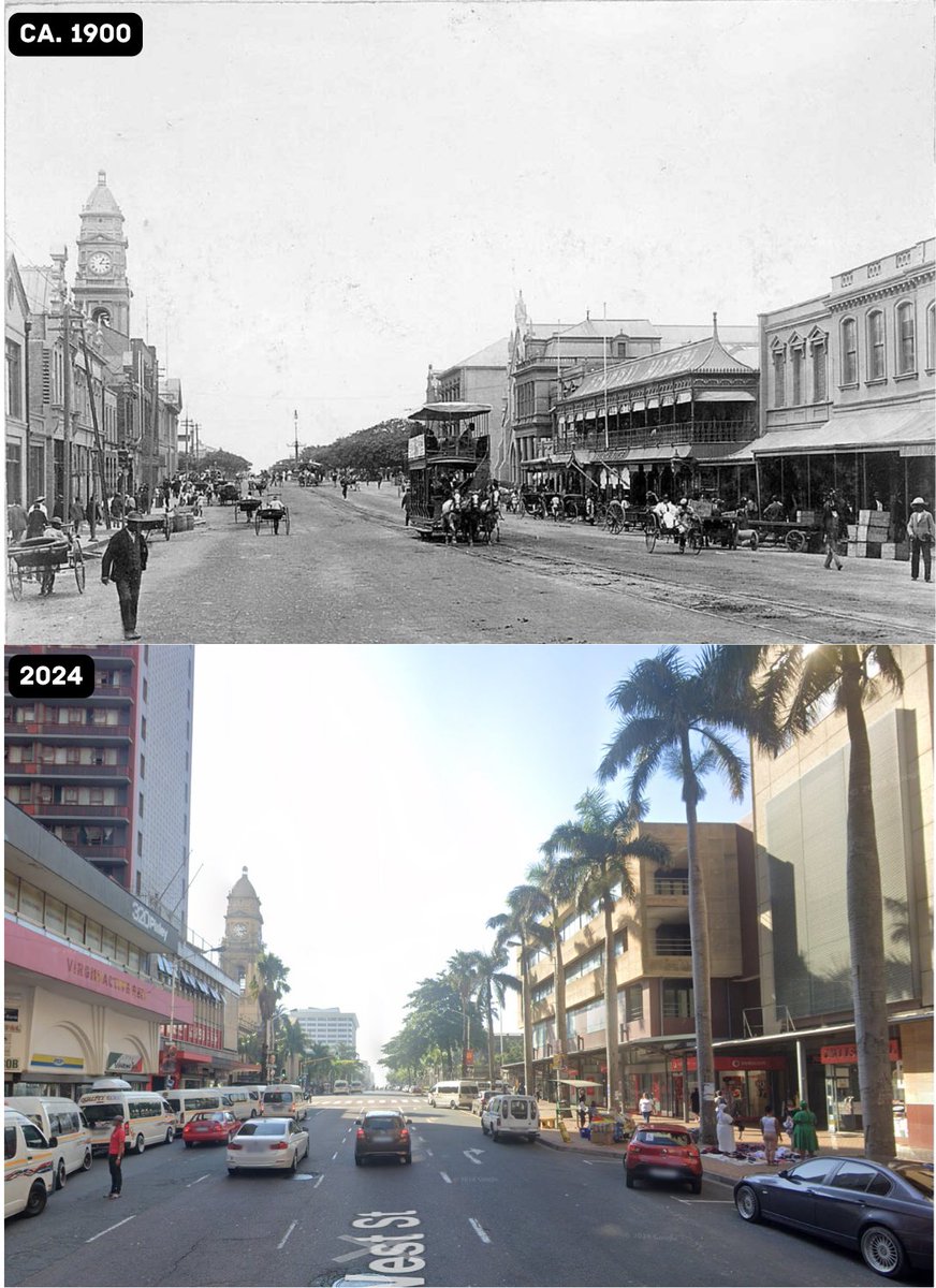 Introducing a new series: 
the Durban Time Capsule - a glimpse into the Durban of yesteryear.

Our first entry brings us to West Street, circa 1900. Horse‑drawn carts, dust roads, and a slower, quieter Durban. Quite the contrast with 2024.

What’s the first detail that hits you?