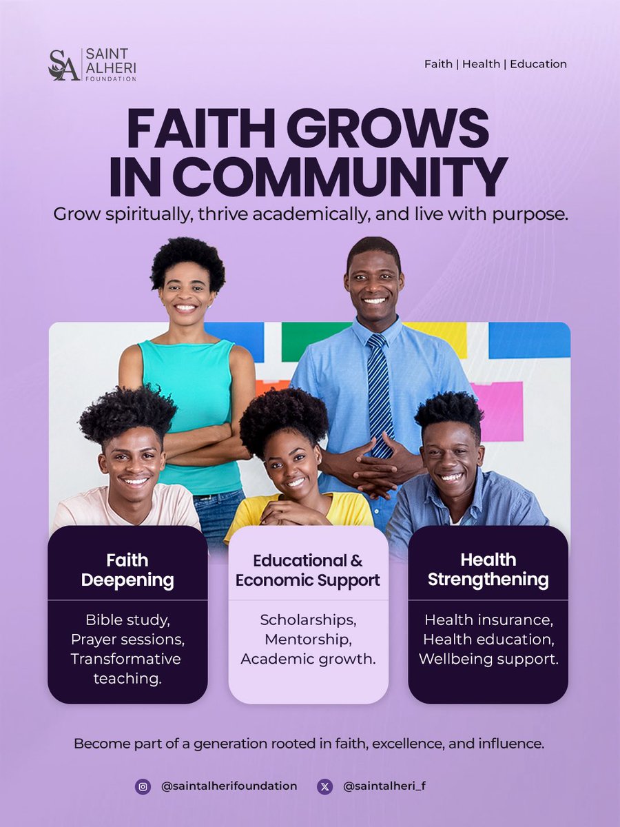 saintalheri_f's tweet photo. Faith grows stronger when we grow together. 💜

Rooted in faith.
Committed to growth.
Driven by purpose. 

Together, we rise. ✨

#FaithGrowsInCommunity 
#SaintAlheriFoundation 
#PurposeDrivenLife
#HonoringGodServingMen https://t.co/WVlCFY5jGU