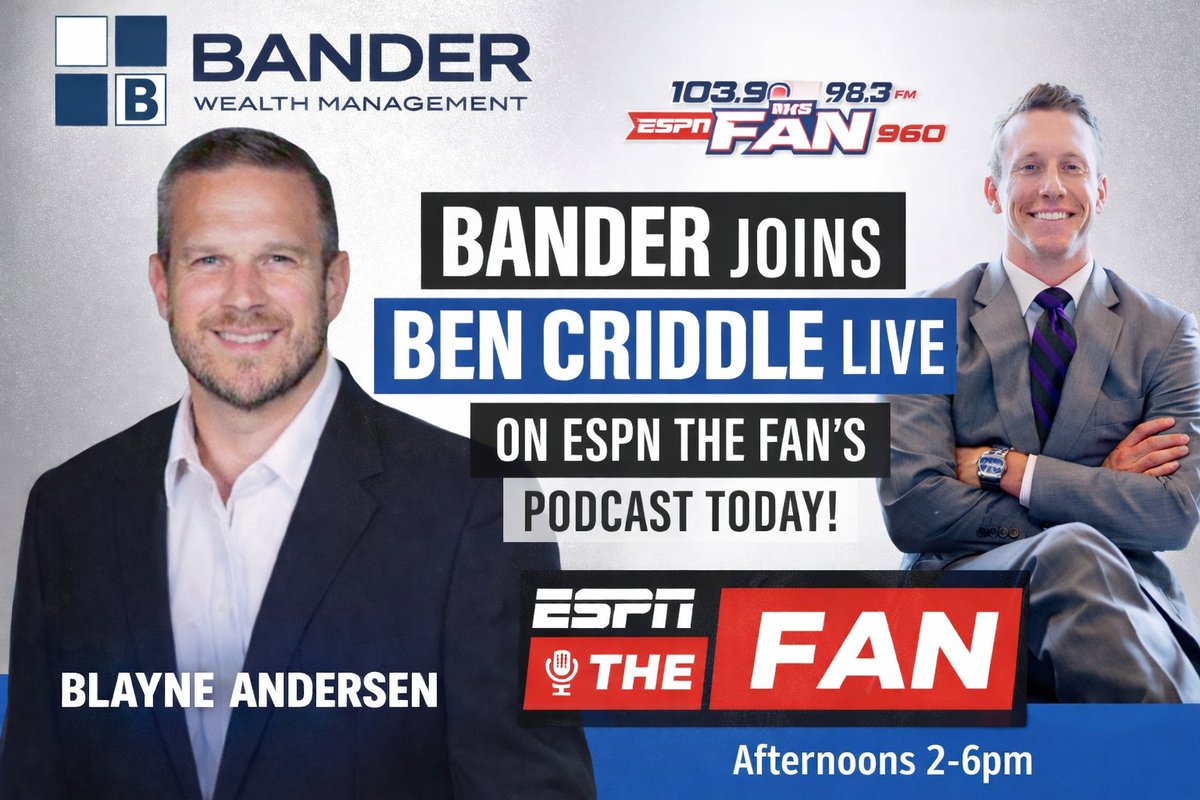 BANDERWealth's tweet image. 🚨 On Air Today!

BANDER Wealth Management is live with Ben Criddle on ESPN The Fan 🏈💰

We’re talking Tax-Smart wealth planning and the integration of BANDER's New Accounting Group!

Learn why your Advisor + CPA teamwork matters. 💰 Tune in! 

#WealthStrategy #FinancialPlanning