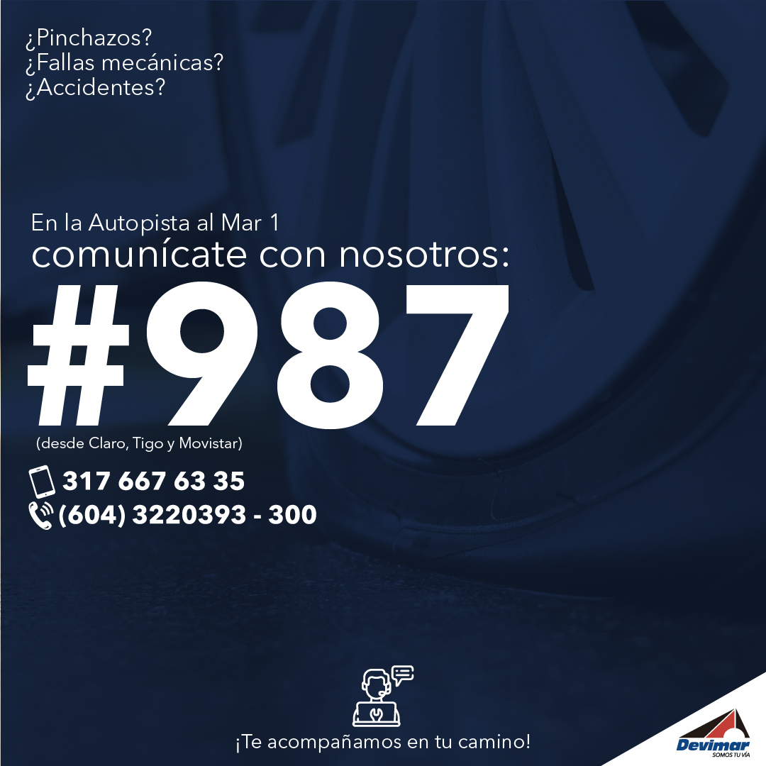 ¿Problemas en la vía⚠️?
Comunícate con nosotros📞:
#987
3176676335
6043220393-300
¡En la Autopista al Mar 1 te acompañamos en tu camino!
#SomosTuVía
