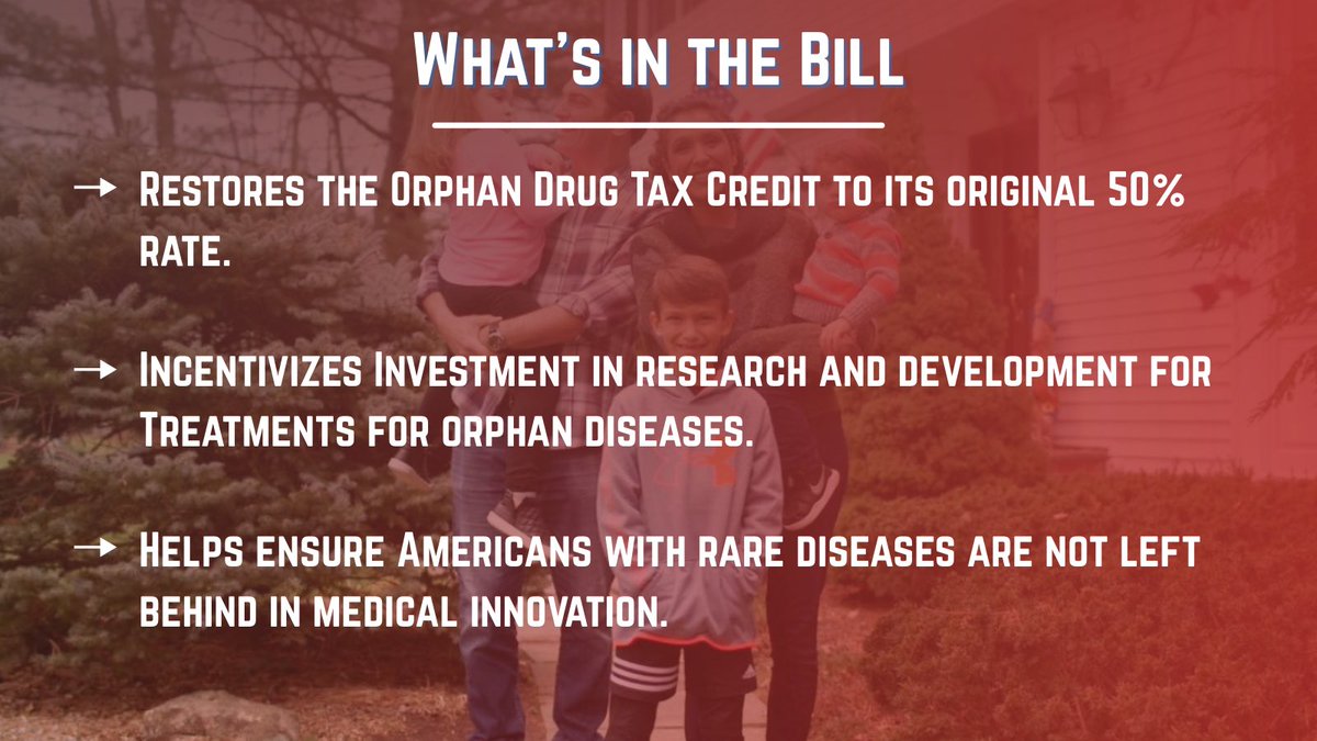 The Problem Solvers Caucus is proud to endorse Cameron’s Law, led by <a href="/RepJoshG/">Rep Josh Gottheimer</a> and <a href="/RepDonBacon/">Rep. Don Bacon 🇺🇸✈️🏍️⭐️🎖️</a>. 

This bipartisan bill restores the Orphan Drug Tax Credit to 50%, boosting research &amp; development of treatments for rare diseases.