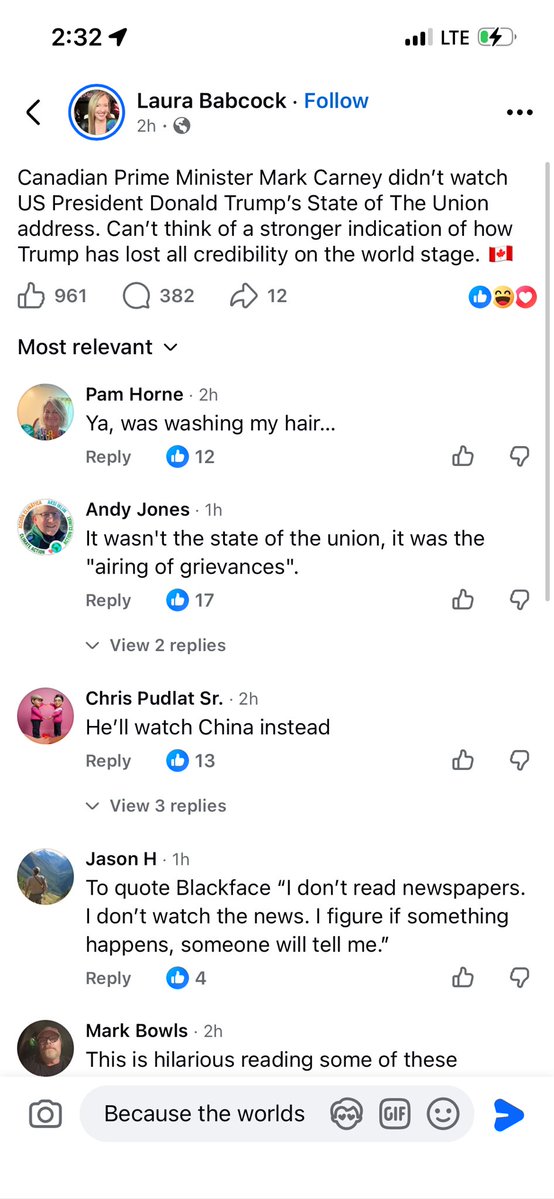 Babcock thinks that Mark Carney is the new leader of the free world! 😆