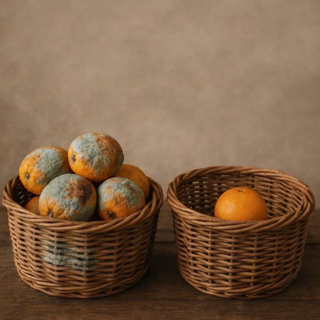 UmFilosofoCitou's tweet photo. A laranja apodreceu por estar com outras laranjas podres. O ambiente importa. Isso não é sobre laranjas... https://t.co/z1V2iuOgcU