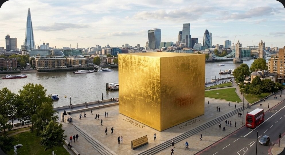 All the gold ever mined would fit inside a cube about 21 meters on each side.