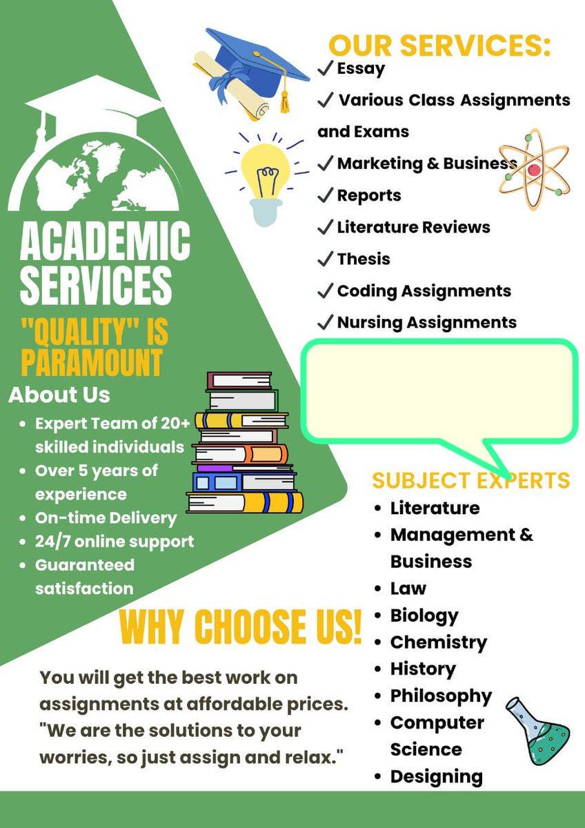 dash__academy's tweet image. We'll handle your #classwork at a reasonable price
#Essay pay
#Homework due
#discussion
#Researchpaper
#paychemistry 
#Psychology
#math 
#dissertationdue
#physics 
#thesis.
Quality and timely delivery is assured