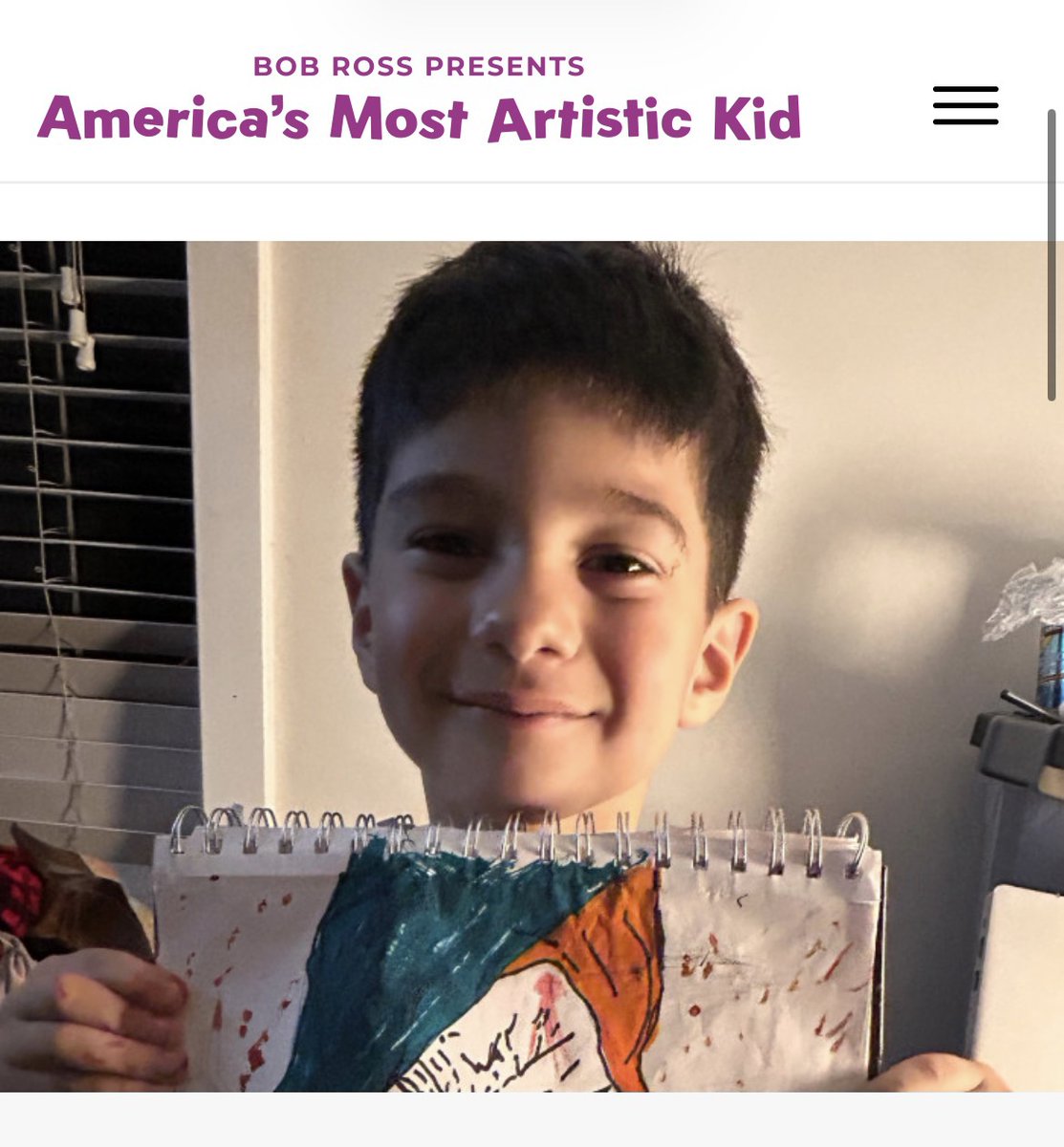 SSolorio78's tweet photo. Please vote for Aiden for Bob Ross’ America’s Most Artistic Kid!! One vote is free 
https://t.co/fZDy3oPp1K https://t.co/0UAWGP47cz