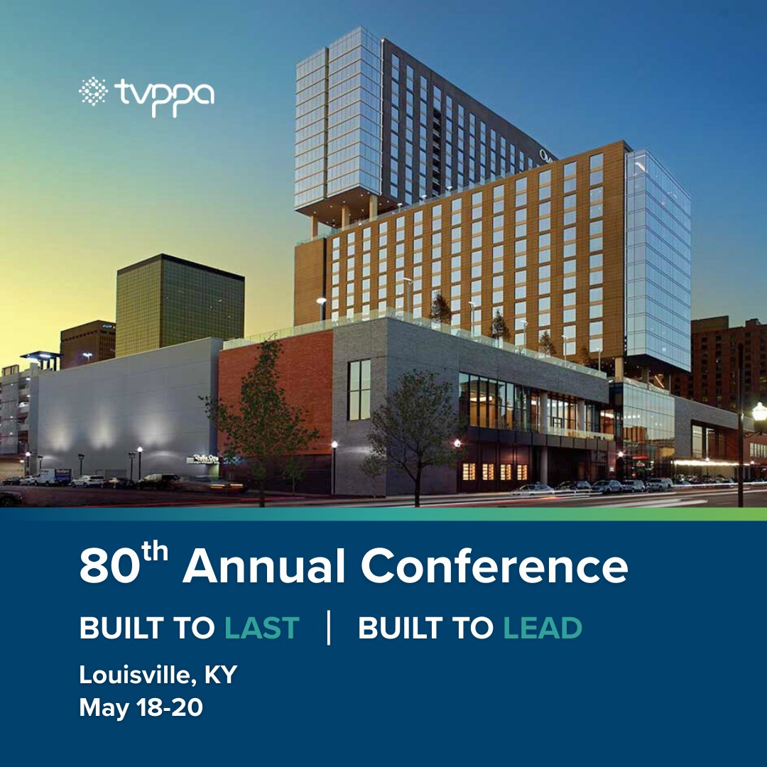 Register now for #TVPPA's 80th Annual Conference! This year's event will be held at the Omni Louisville Hotel, and will feature top-tier learning experiences focused on both where we’ve been and what comes next. Secure your spot today ➡cvent.me/WOZx9n?RefId=t…