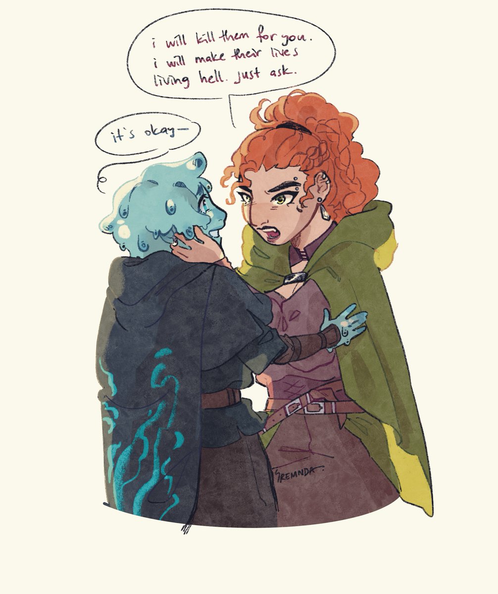 bf!Mae is that one friend who is always down for murder and i Love that for her <33 here's a little doodle of the rouge bestiess~

#BannerfallSMP #maezesfanart #4cvitfanart