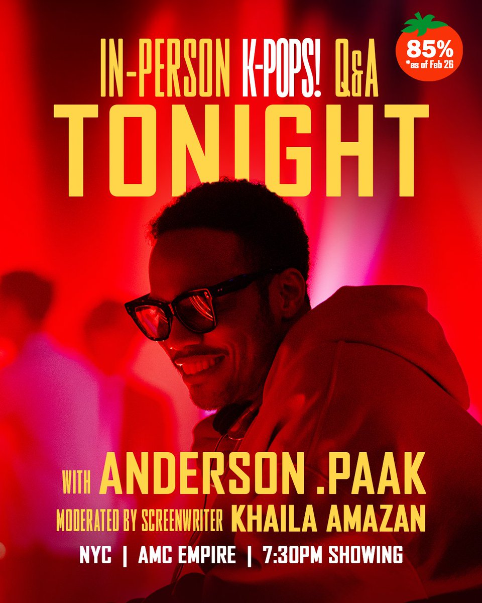 Join us tonight at AMC Empire for a special #KPOPSmovie Q&amp;A screening with Anderson .Paak moderated by screenwriter Khaila Amazan! Get tickets: amctheatres.com/showtimes/1408…