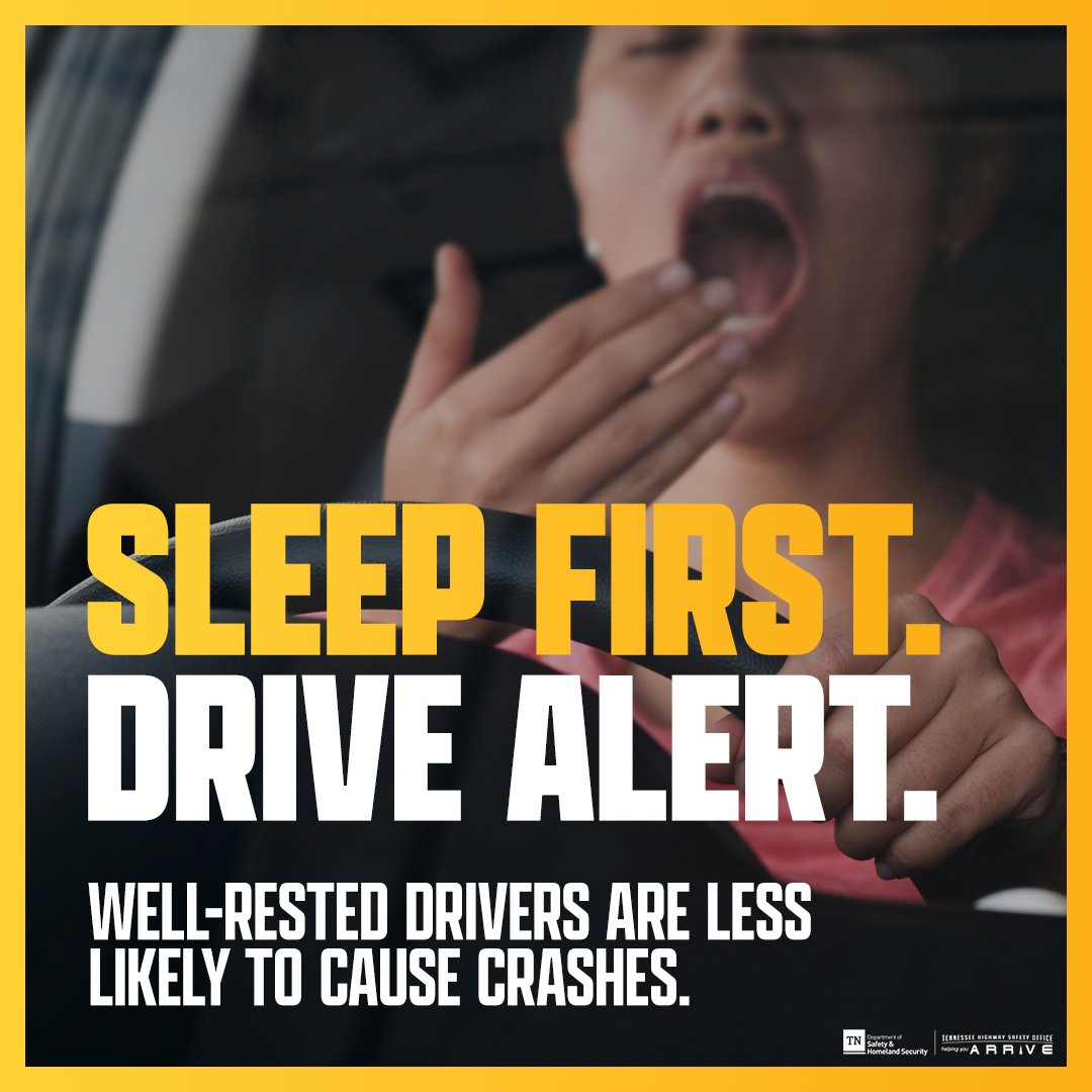 TNHSO's tweet photo. Sacrificing sleep for your busy schedule isn't worth the risk of drowsy driving.

Driving without enough sleep can have similar effects on judgment and coordination as alcohol impairment. Well-rested drivers are less likely to cause crashes. 

https://t.co/ZqTvTHrvFe https://t.co/EJyjykLMof