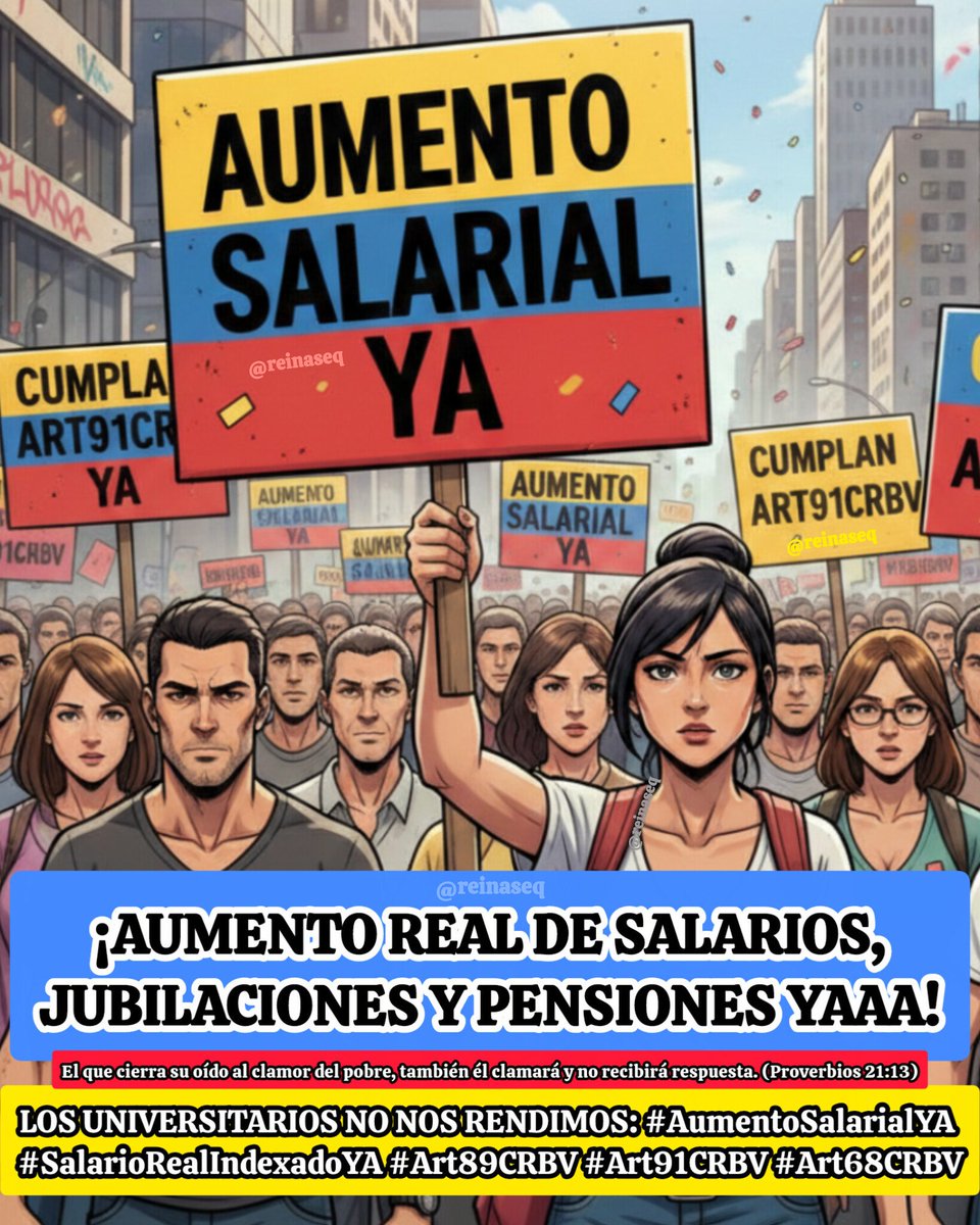 🚨 LOS UNIVERSITARIOS RECHAZAMOS CATEGÓRICAMENTE LA PRECARIZACIÓN SALARIAL IMPUESTA A LOS TRABAJADORES VENEZOLANOS Y TODA FORMA DE ACOSO LABORAL, ACCIONES QUE VULNERAN NUESTROS IRRENUNCIABLES DERECHOS LABORALES

📢 INSISTIMOS Y EXIGIMOS CON URGENCIA 
#AumentoSalarialYA #Art68CRBV