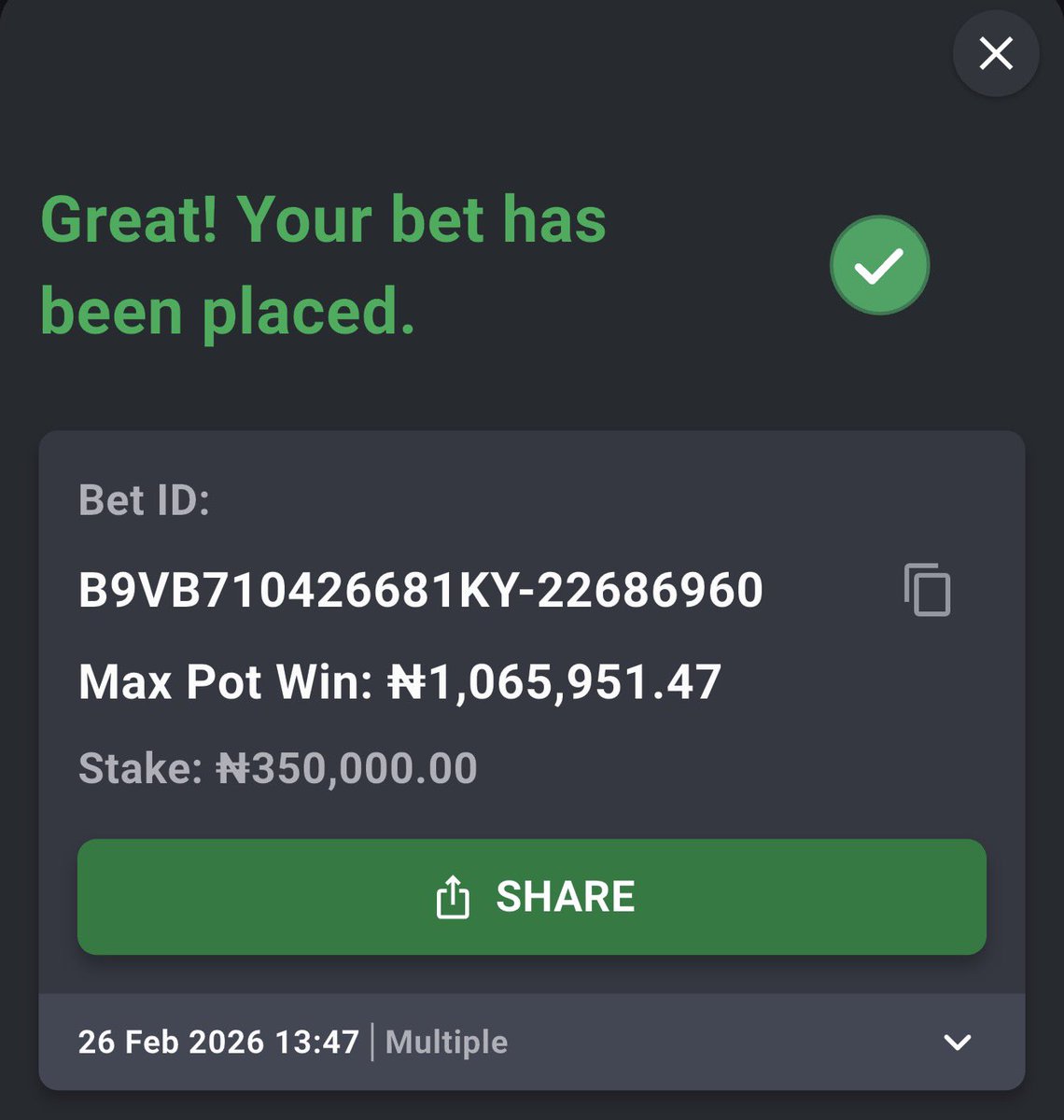 LBGeneraI's tweet photo. LETS MAKE IT BACK TO BACK

TODAYS TIPS ON BET9JA ☘️☘️☘️☘️☘️

6 Odds ➡️ 553LCMD
3 Odds➡️ 553LVN3

#Bet9jacodes
Always Remember to BET RESPONSIBLY 🔞 https://t.co/OIgWkqbAEY