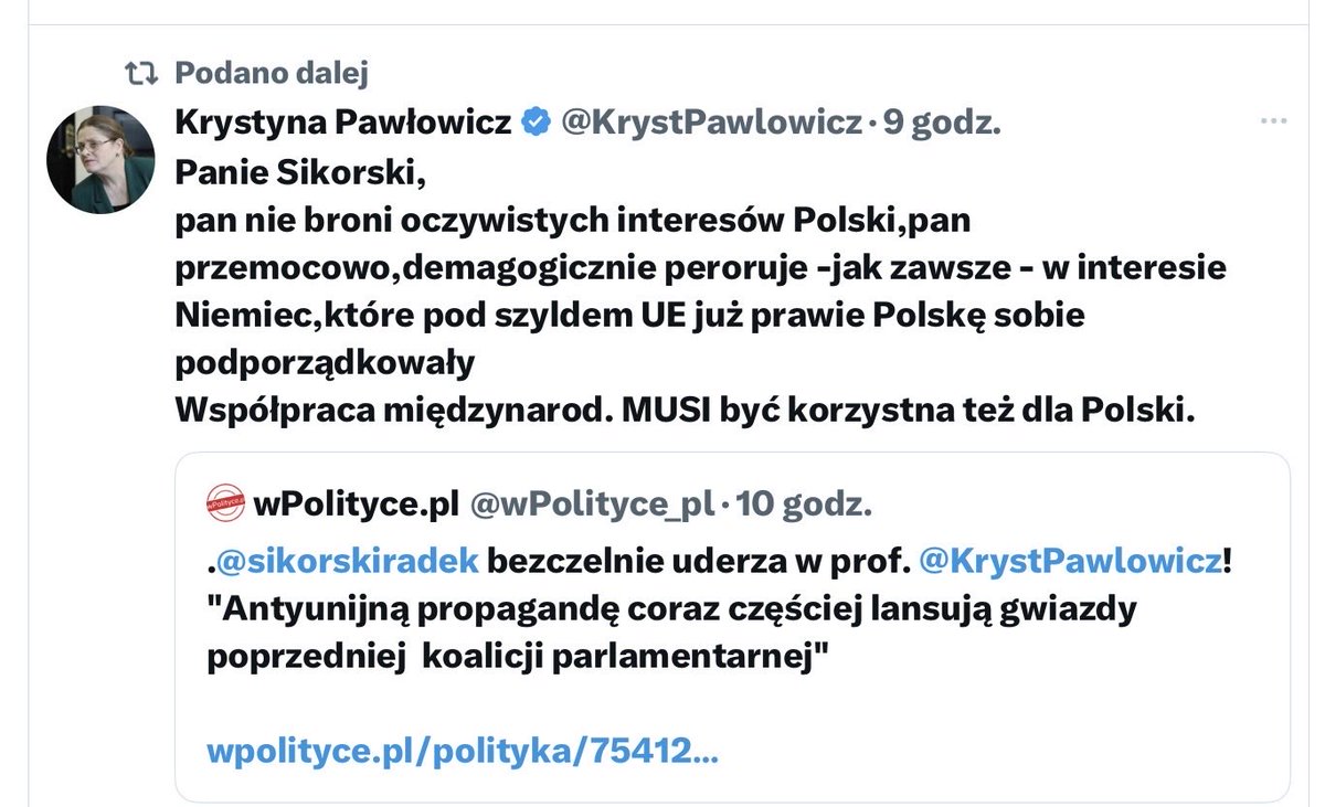 Widzę,że drastycznie ograniczany jest zasięg tego mojego wpisu o R.SIKORSKIM,obrońcy niemieckich interesów w Polsce.Będę ten wpis ponawiać.