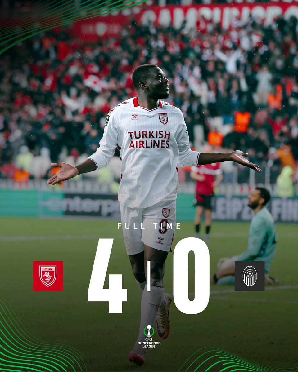 UEFA Konferans Ligi’nde rakibini 4-0 yenerek son 16 turuna kalan ve tüm Türkiye’yi gururlandıran #Samsunspor’umuzu tebrik ederim.👏🔴⚪️