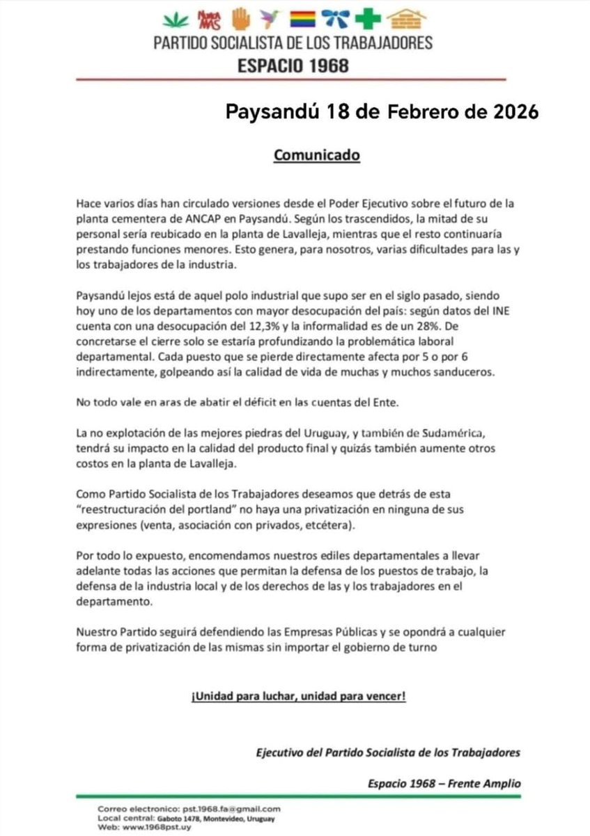 1968pstfa's tweet photo. En defensa de las y los trabajadores, así como de las Empresas Públicas. 

Unidad para luchar, unidad para vencer. https://t.co/EbMwHnG0kz