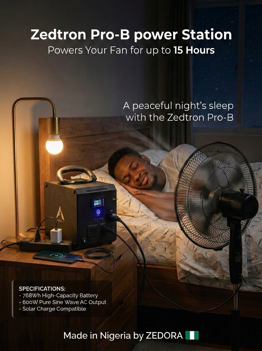 I do not have the ability to fix our nation's  power issues⚡️
But I have the ability to give you a portable solution and backup to get through the situation ✅

Do not allow heat to roast u through the night
Sleep well with the Zedtron Pro-B power Station 
It can run ur fan for
