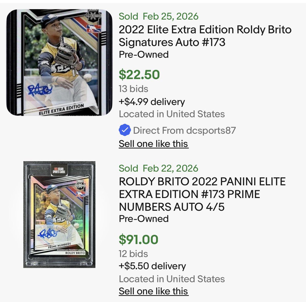 inc_ty's tweet photo. Looks like people are starting to pay attention to Rockies prospect Roldy Brito. Just like Jesus Made last year, who also only had a 2022 Elite Extra Edition auto at the start of the season, I expect a similar trend in Roldy’s value. https://t.co/YtyTec8TRn