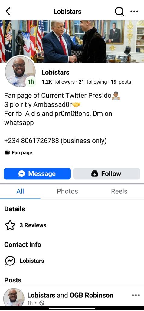 Lobistars don get Facebook fans ke 😂