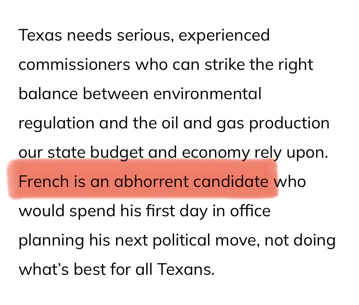 zaneclark's tweet photo. The same guy who just wrote a hit piece for the Houston Chronicle this morning calling @bofrench an ‘abhorrent candidate’ also happens to be the co-author of a book titled Forget the Alamo. https://t.co/EUIYpcSXrG