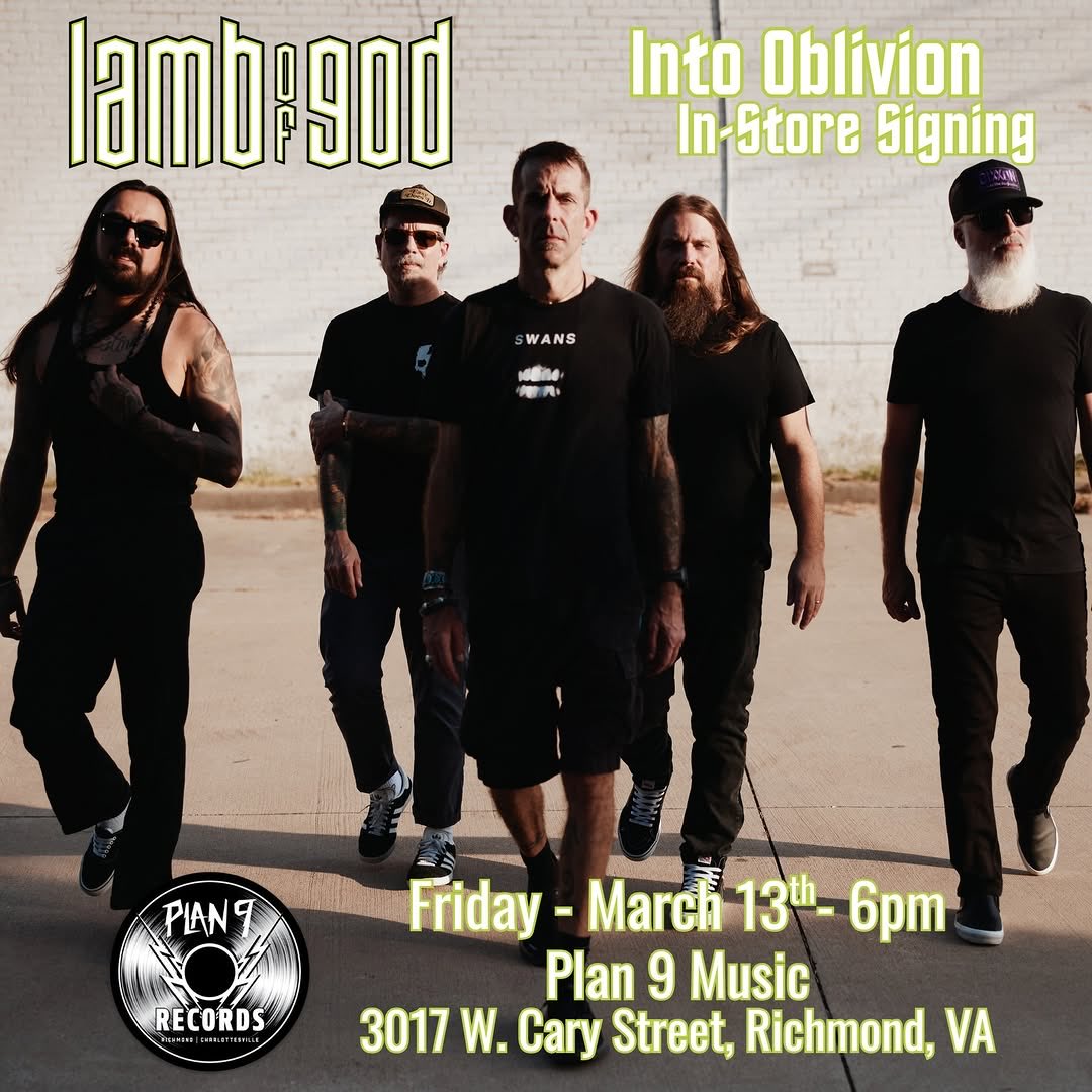 To celebrate the release of ‘Into Oblivion’, we’re stopping by <a href="/Plan9Music/">Plan 9 Music</a> in Richmond, VA on March 13th to sign copies of the new album at 6pm.

Preorder any format at plan9music.com + select “Pick Up in Richmond Store” to lock in your spot. One pre-order equals on spot