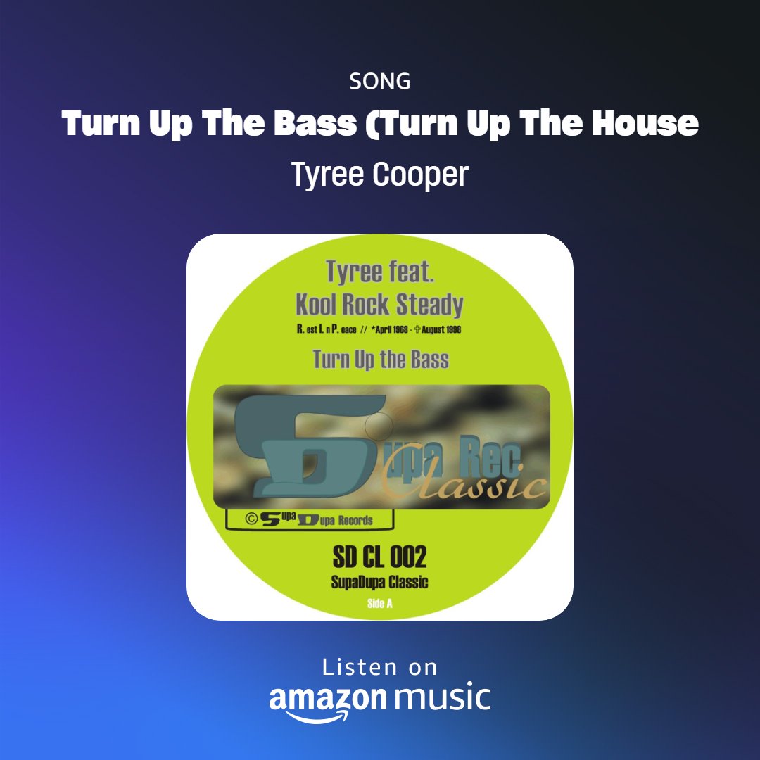 jnkmamma's tweet photo. Listen to Turn Up The Bass (Turn Up The House Mix By Tyree Cooper) @awesometroopa14 @chicagovinyl on @amazonmusic #tyree #tyreecooper #amazonmusic #globalfamilysupport https://t.co/MszjNutmn8