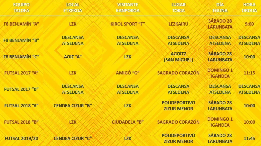 📆 SEÑALAMIENTOS | PARTIDAK

#AupaLZK 💛
