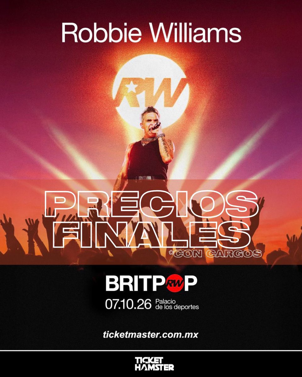 ticketelhamster's tweet photo. 💎Precios CON CARGOS de Robbie Williams en el Palacio de los Deportes!

#robbiewilliams https://t.co/5TqwPy5k9g