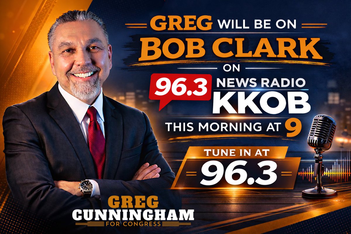 🎙️ I’ll be joining Bob Clark on <a href="/KKOBradio/">News Radio KKOB</a> this morning at 9AM.

Tune in at 96.3 FM as we talk about the issues that matter most to New Mexico families.

Don’t miss it.