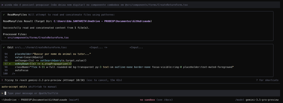 eduovrp's tweet photo. gemini cli in a nutshell

(Attempt 10/10) (15m 56s) and get "We are currently experiencing high demand. "

xD https://t.co/4CrLra0zHs