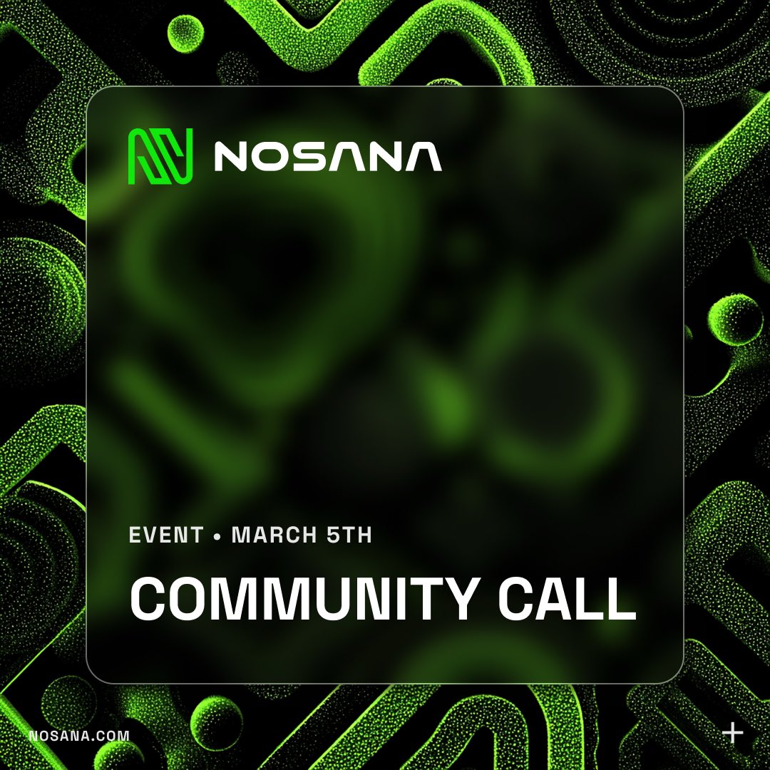 Nosana monthly Community Call is happening next week!

⏰ March 5 at 4PM CET

We’ll walk through everything that moved in February, from partnerships to product updates and what we’re focusing on next 🙌

Set a reminder: youtube.com/watch?v=hnSGll…