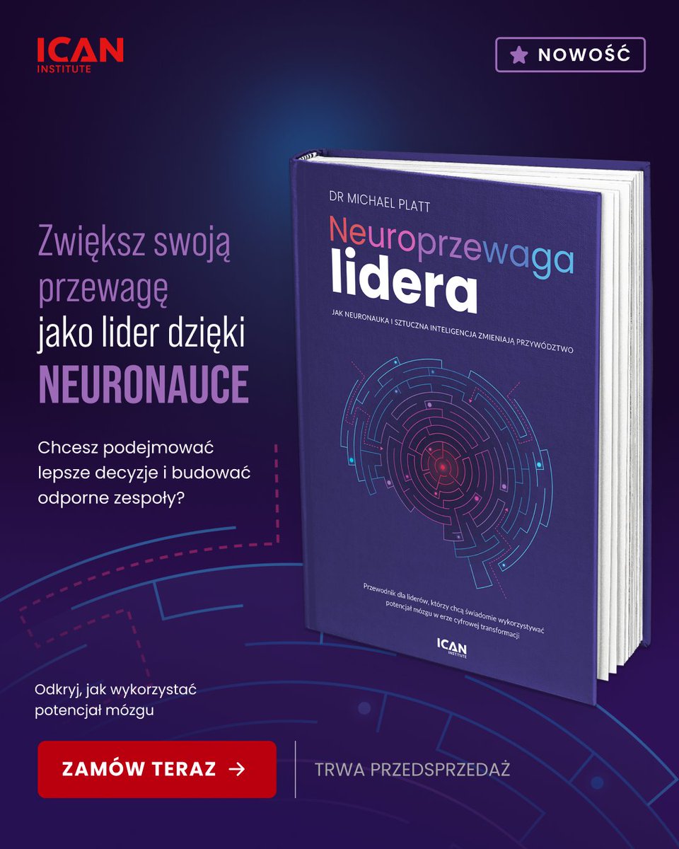 Twoja największa przewaga jako lidera nie tkwi w strategii, lecz w tym, jak działa Twój mózg pod presją.
📘 Zamów „Neuroprzewagę lidera” w przedsprzedaży i naucz się podejmować decyzje z większą klarownością: ican.pl/sklep/neuroprz…