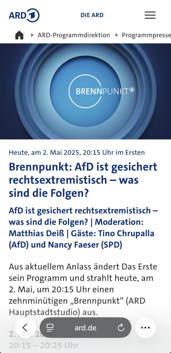 Hallo <a href="/gaborhalasz1/">gabor halasz</a>, heute gibt’s doch sicher einen ARD-Brennpunkt 20:15 Uhr nach der <a href="/tagesschau/">tagesschau</a>, oder?