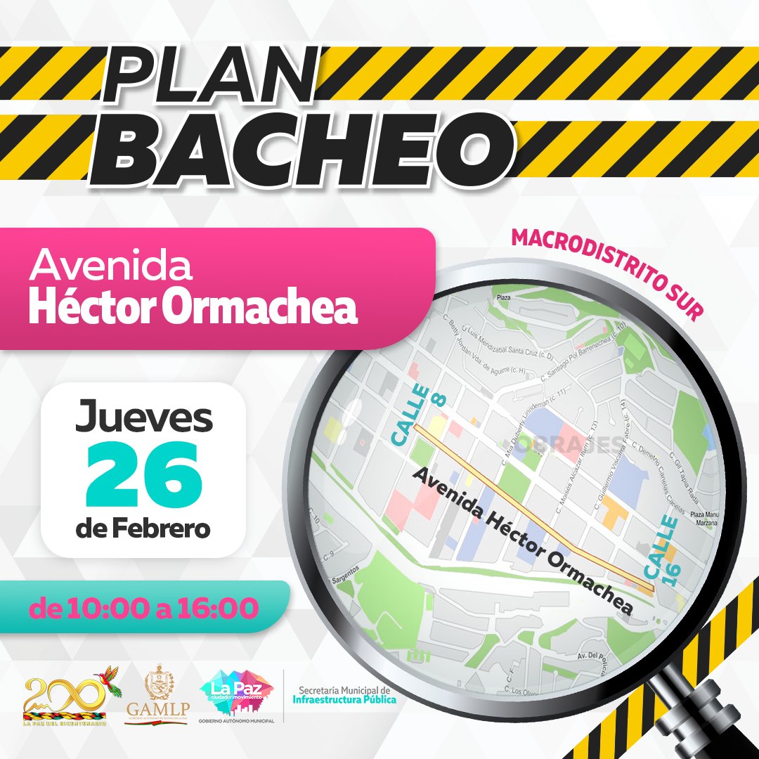 SMIPLaPaz's tweet photo. Como parte de un plan integral de mantenimiento, avanzan los trabajos programados en los macrodistritos #Centro y #Sur.

#PlanBacheo2026 #MantenimientoIntegral
@ivanariasduran @unitelbolivia @RedUnoTv @ExitoNoticia @ErbolDigital
@LaPazAlcaldia @SMIPLaPaz https://t.co/OPLrqK4BZI