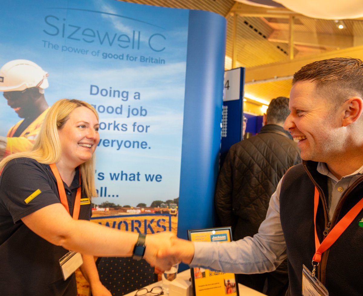 JacksonCivils's tweet photo. A Jackson team was at Trinity Park in Ipswich today to take part in the Suffolk Chamber of Commerce's Sizewell C Supply Chain Engagement event.

The exhibition hall was packed, showing just how many companies are keen to get involved in this once-in-a-generation project. https://t.co/ViYrrFymPq