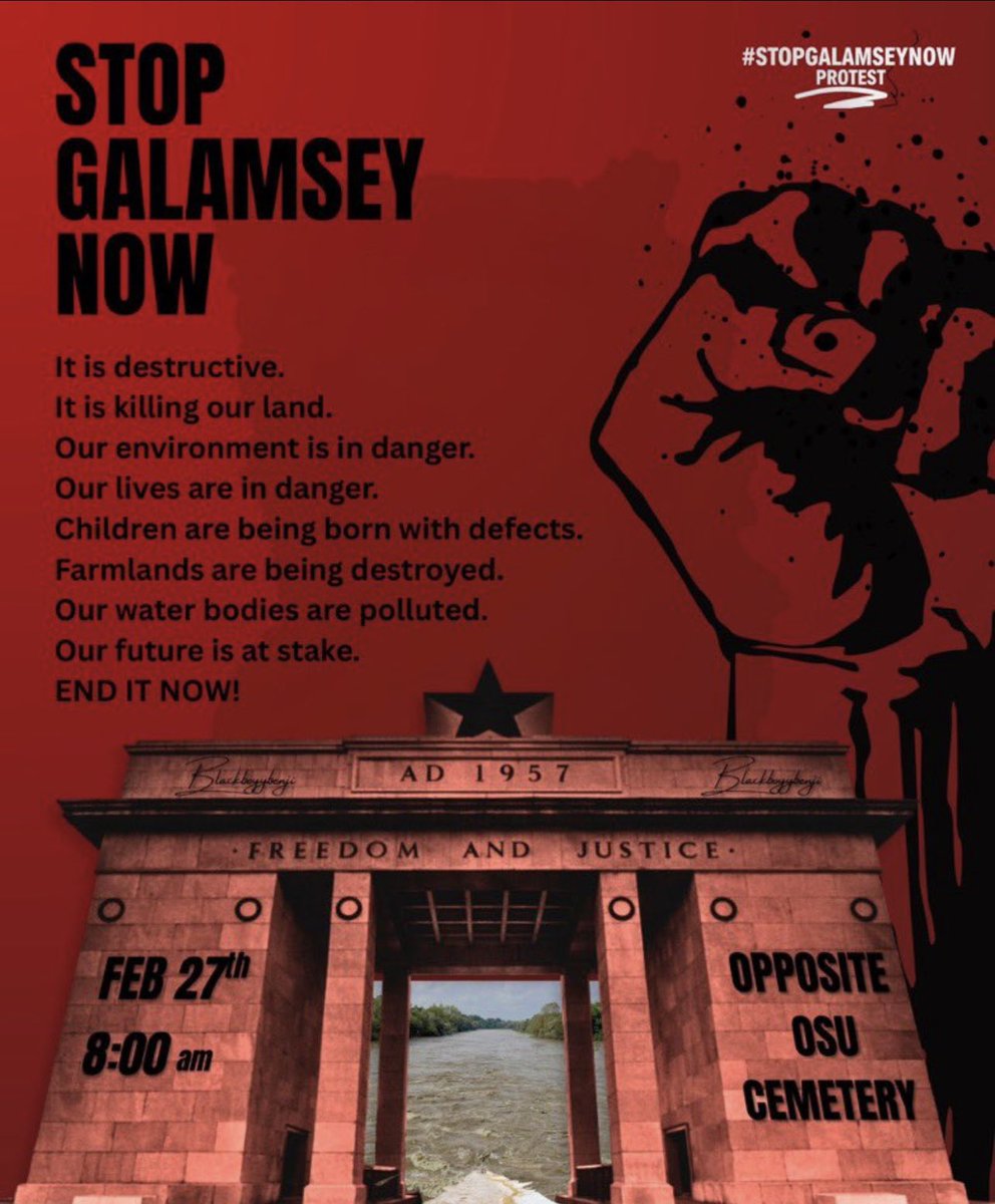 This is the breakdown for the protest tomorrow. Let’s all take note and come protest against illegal mining.

#StopGalamseyNow