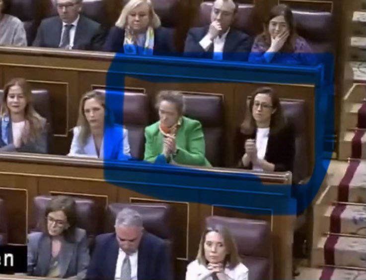 Estas dos mujeres sentadas al lado de Cayetana Álvarez de Toledo y que son las que más han aplaudido cuando ha hablado de la salud del presidente del Gobierno, son las dos mujeres que mejor conocen a Feijóo. 

Seguramente la pregunta partió de una de ellas dos. 

La de la